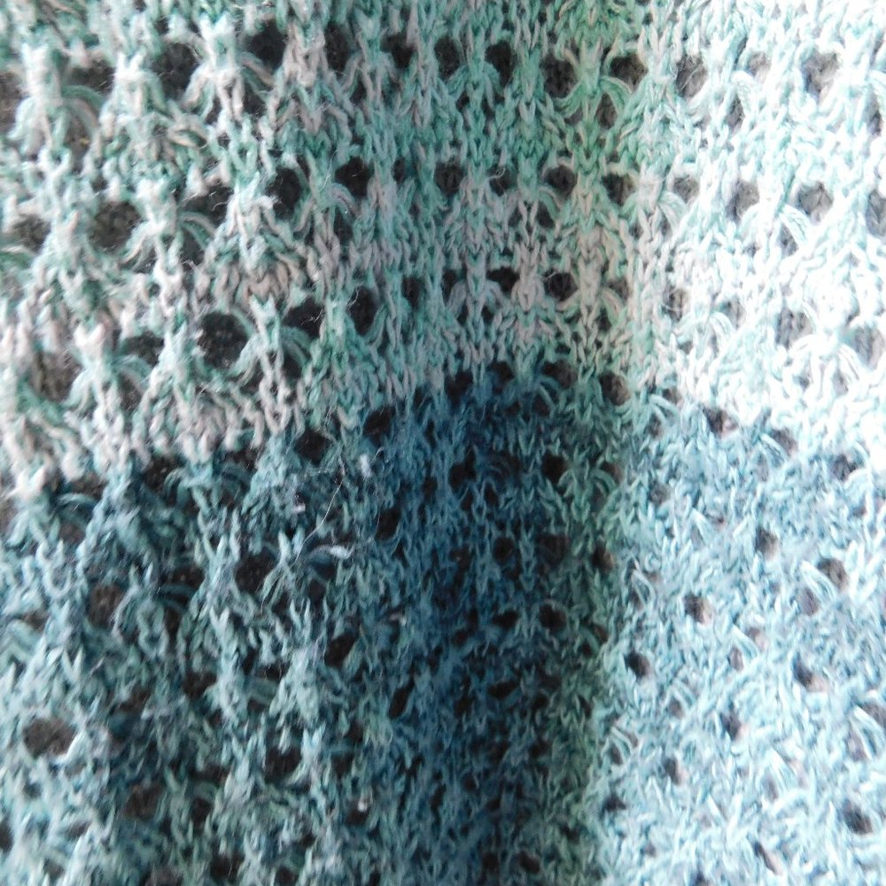 Color Block Blue Grey Lightweight Open Knit - Picture 3 of 8